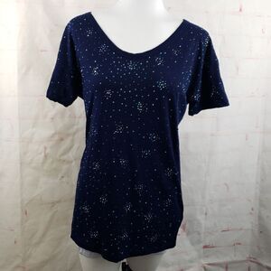 3/$25 J Crew Blue semisheer sparkle tee blue med